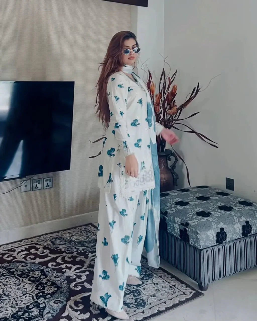 Blue Floral Three-Piece